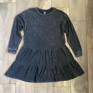 Wild Fable Long Sleeve Sweatshirt Dress Black Mineral Wash size Medium